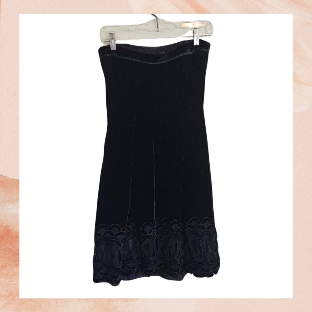 Maple Black Velvet Strapless Mini Dress